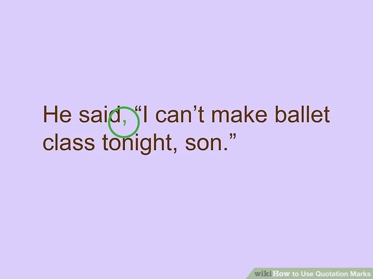 قبل از باز کردن علامت نقل قول از ویرگول استفاده کنید قبل از باز کردن علامت نقل قول از ویرگول استفاده کنید