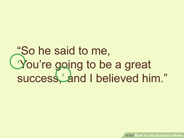 برای نقل قول درون نقل قول، از علامت منفرد استفاده کنید برای نقل قول درون نقل قول، از علامت منفرد استفاده کنید